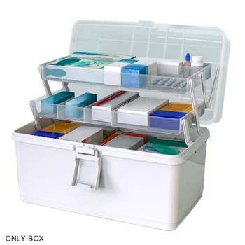 

Large Capacity Multi Layer Rectangular Portable Lockable Design First Aid Storage Box Dustproof Home Emergency Pill Holder