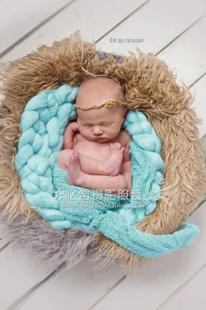 

Newborn Photo Props Crochet Chunky Blanket Baby Photography Backdrop Blanket Infant Shooting Props Baby Basket Stuffer