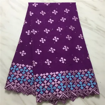 

Embroidered Dry Lace Trim Mens African stones Lace Fabric purple Swiss Voile Lace In Switzerland High Quality Dry Lace Ribbon