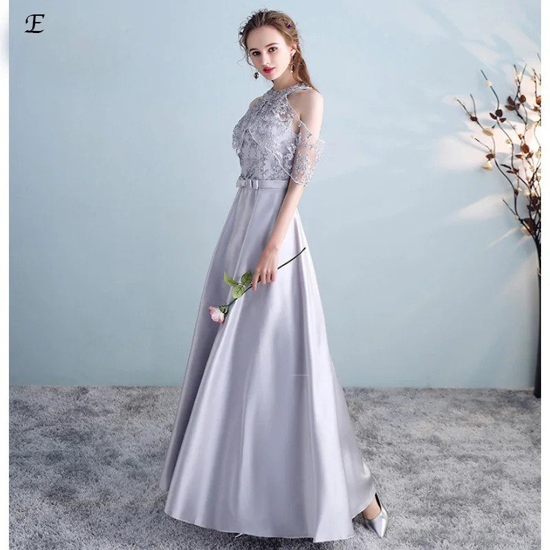 Grey Style E A-Line Bridesmaids Dress Robe de Soiree Vestido de Fiesta Elegant Silver Grey Formal Prom Dress TS-1804 - Цвет: Grey Style E