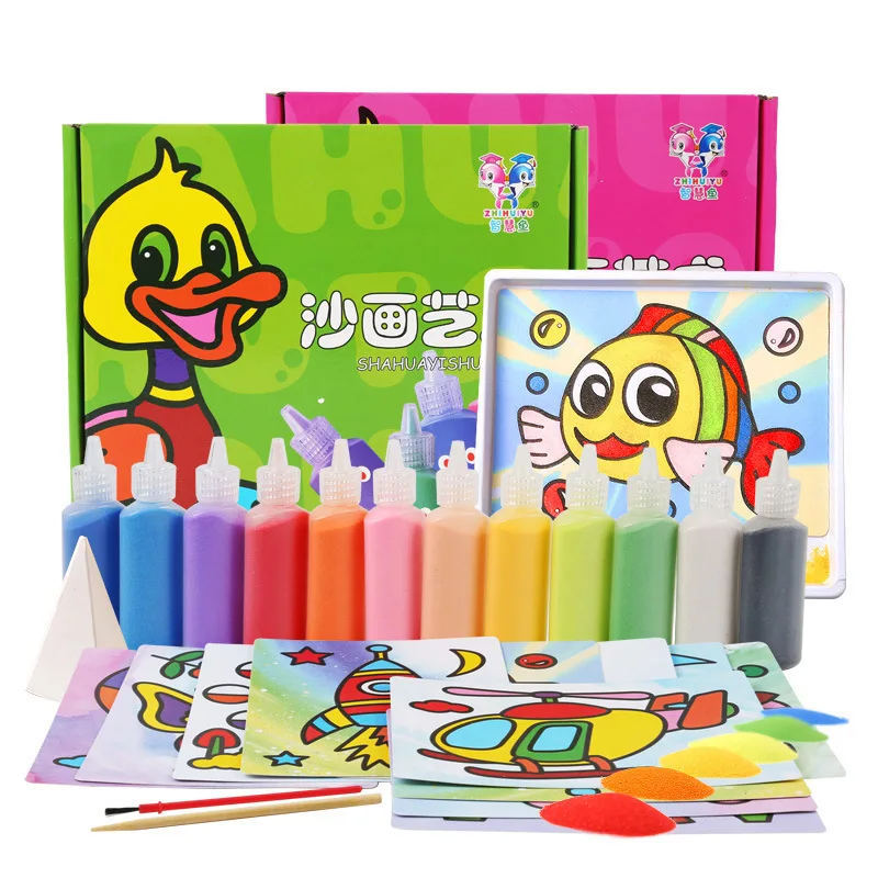 

Children Sand Painting Set DIY Sand Painting Colored Sand GIRL'S And BOY'S Toy Kindergarten Educational Hand-made sha hua tai