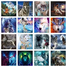

DIY 5D Diamond Painting Animal Wolf Full Drill with Number Kits Home and Kitchen Gifts Arts and Crafts for Adults and Kids