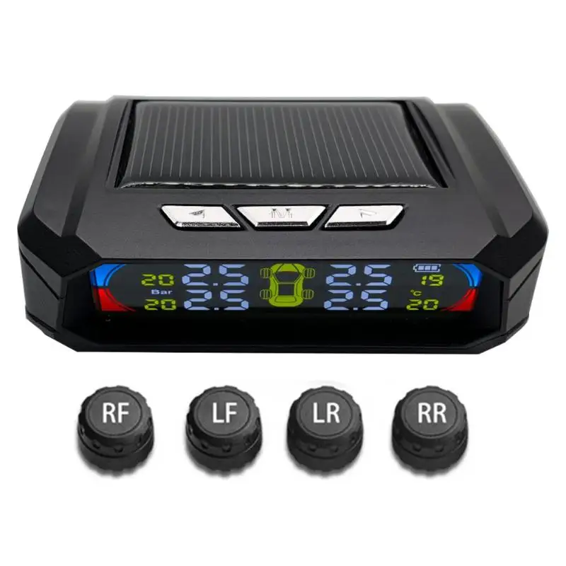 VODOOL автомобильный TPMS AN-06A Солнечный ЖК-дисплей автомобильная система контроля давления в шинах датчик температуры шин с 4 датчиками давления в шинах - Цвет: External location