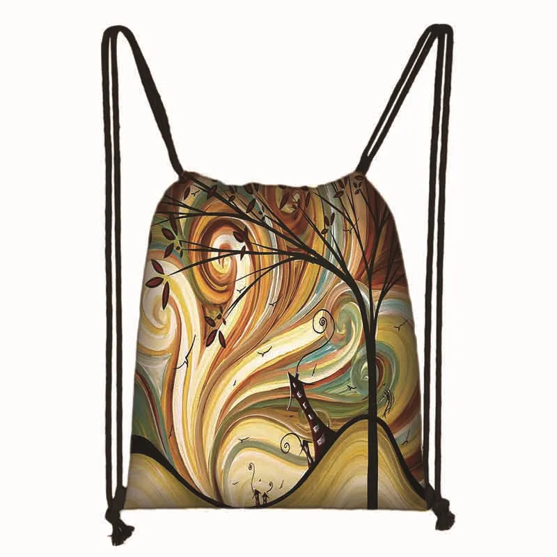 Illustration drawstring bag print casual worek plecak sznurek woman bag lady storage bag - Цвет: ch02