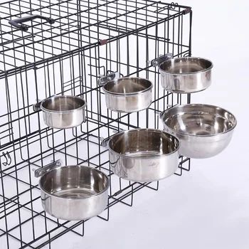 

Stainless Steel Dog Cat Hanging Bowl Can Hang Stationary Dog Cage Bowls Durable Puppy Kitten Feeder Water Food Bowl Pet Supplies
