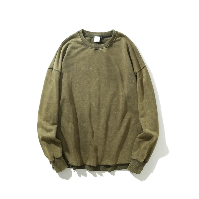 

Hip Hop Loose Distressed Tie-Dye Sweatshirt Harajuku Side Slits Pullover Men Autumn Streetwear
