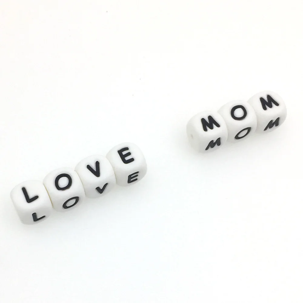 Kovict 10pcs Letter Silicone Beads 10mm Alphabet Beads Jewelry Making DIY Personalized Bracelet Pacifier Chain Accessories