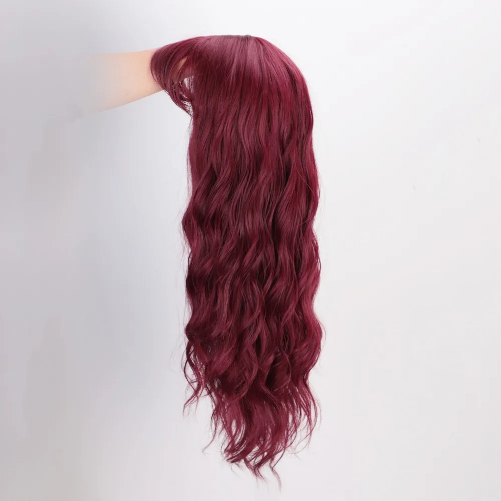 AISIBEAUTY длинные волнистые женские парики синтеические черные/розовые/красные/коричневые парики с челкой термостойкие волокна парики для афиканских американских