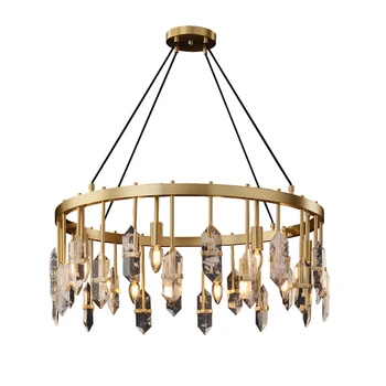 

luxury living room crystal chandelier copper lamp AC110V 220v cristal LED foyer lights