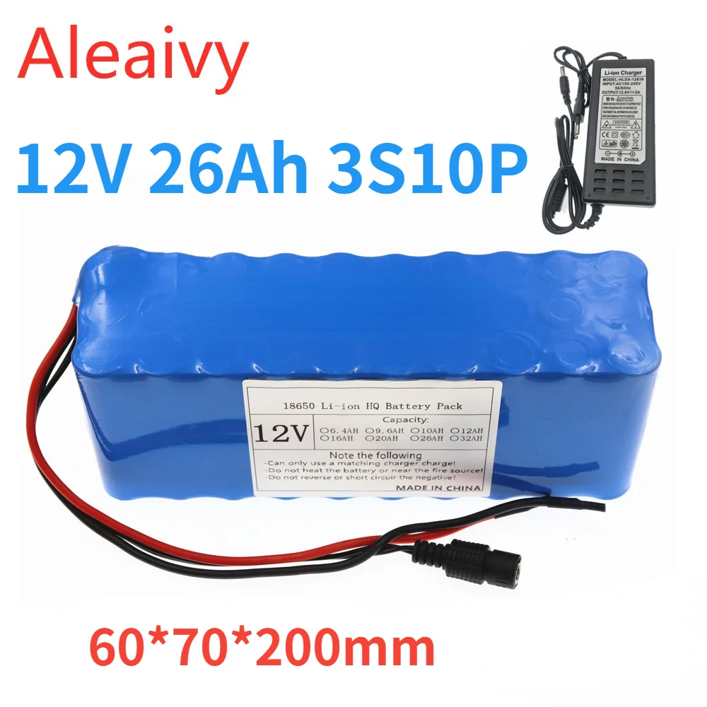 NEW High Quality 18650 3S10P 26AH Rechargeable Portable Lithium-ion Battery DC 12V 26000mAh With BMS battery pack+3A charger | Электроника