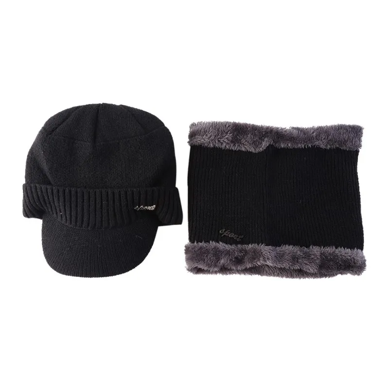 Новое поступление зимние шапки шапка+ комбинезон вязаный костюм зимние шапки для мужчин женский шерстяной шарф головные уборы, Балаклава шапка-Маска Вязаная Шапка
