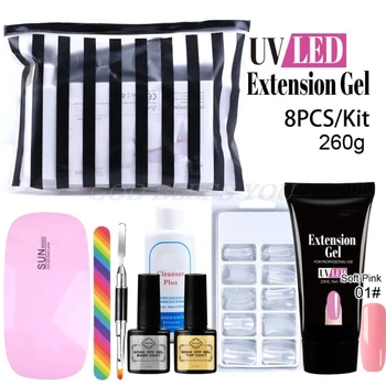 

Poly Nail Extension Gel Kit, with 30ml Poly Nail Gel,LED UV Nail Dryer,Slip Solution,False Nails Art Manicure Set Drop Shipping