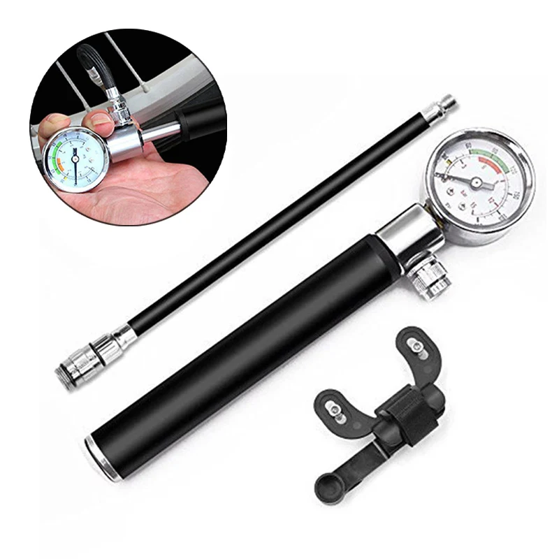 

Bicycle Pump Gauge High-Pressure Meter Shock Hand Bike Alloy Air Inflator Tool