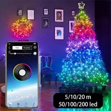 Christmas Tree Decor Bluetooth USB Led String Lights Merry Xmas For Home Smart Lamp Navidad Noel Gifts New Year Decoration