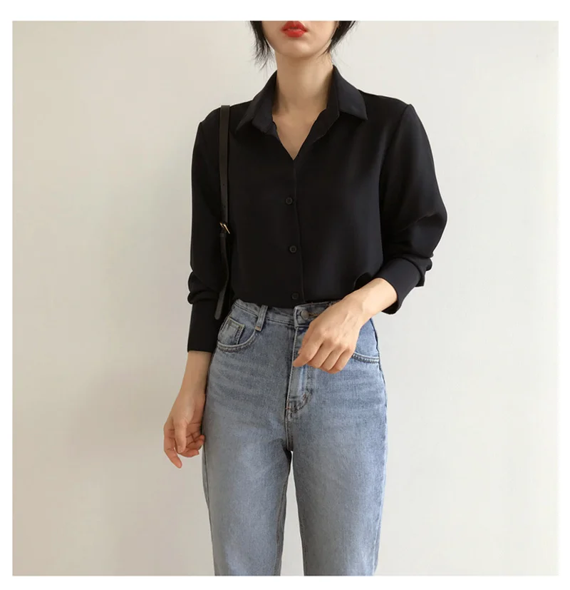 New Women's Shirt Classic Chiffon Blouse Female Plus Size Loose Long Sleeve Shirts Lady Simple Style Tops Clothes Blusas 6830 50