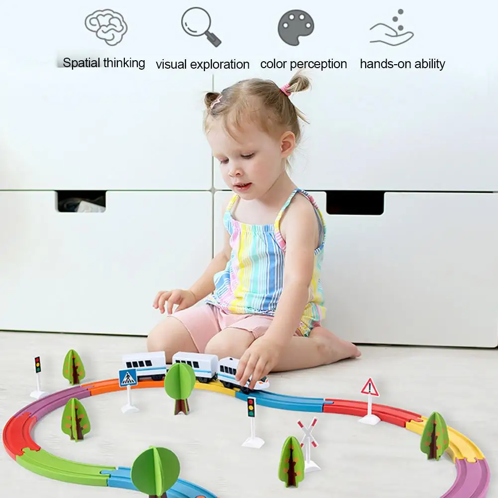 26 шт. Электрический поезд набор игрушечный поезд магнитные сборные строительные блоки детские деревянные развивающие игрушки для детей мальчиков и девочек