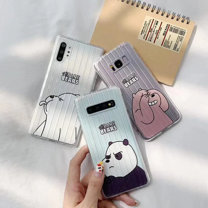 

DCHZIUAN We Bare Bears Case For Samsung Galaxy Note 10 Plus S10 S8 S9 Plus Note 9 Trunk Phone Case Cute Cartoon Soft Clear Cover