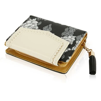 

2020 Women's Tassel Wallet Card Holder Female Leather Printing Art Purse Designer Ladies Fold Casual Money Coin Bag
