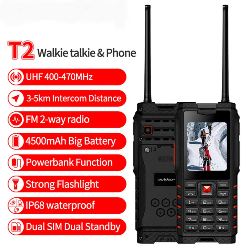Ioutside T2 Walkie Talkie телефон двухстороннее радио UHF IP68 водонепроницаемый ударопрочный