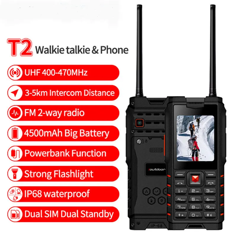 

ioutdoor T2 Walkie Talkie phone Two Way radio UHF IP68 Waterproof Shockproof Rugged Mobile Phone Power bank 4500mAh Celular