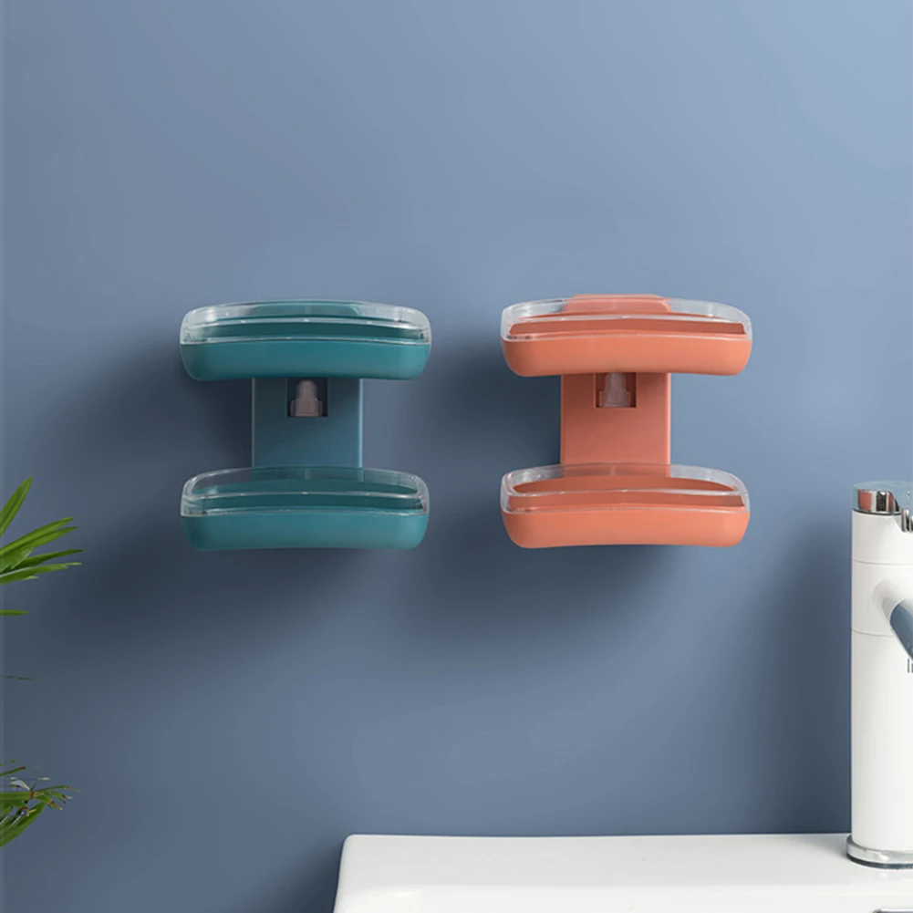 Двойной дренаж для мыла, коробка для ванной, самоклеющаяся пластиковая мыльница, настенная мыльница