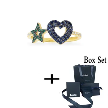 

2020 New Fashion Moroccan Jewelry, Shiny and Personalized Lady Heart & Star Ring, Best Romantic Gift Jewelry for Girlfriend