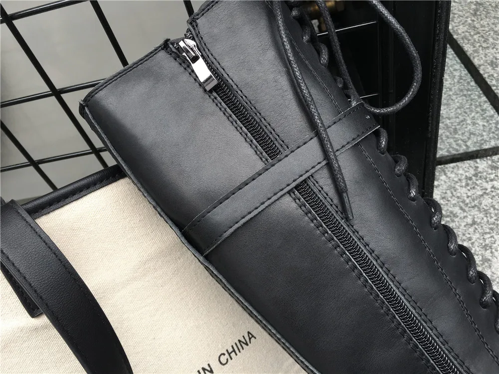 Full genuine leather lace up med heels punk superstar equestrian knee high boots buckle fasteners plus size 34-43 YT12 MUYISEXI