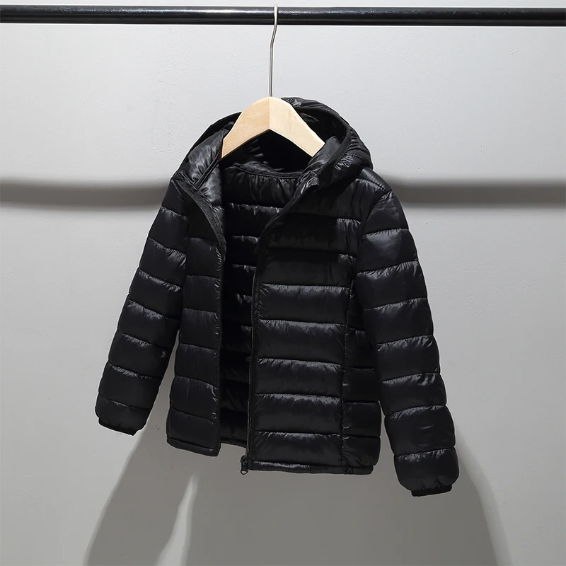 Winter Jacket For Boys Girls Down Cotton Coat Black Long Child Parka Cotton Thin And Light Jacket Kids Outwear Boys Clothes