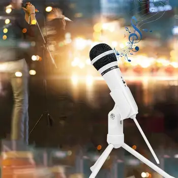 

Professional Condenser Microphone 3.5mm Jack AUX Wired Portable Desktop Tabletop Mic With Tripod Stand For PC Computer Broadcast