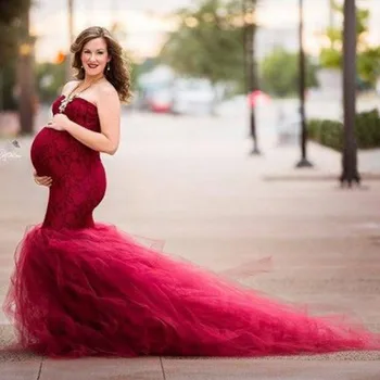 

Long Sleeve Maternity Gown Lace Maxi Dress Pregnant Women Clothes Photography Pregnancy Dress Maternity Dresses For Photo Shoot