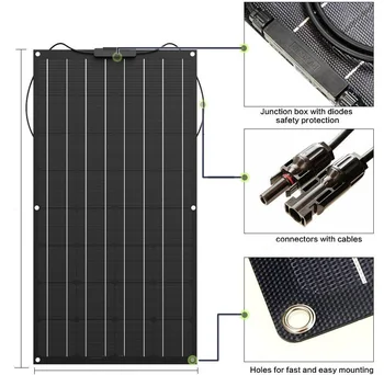 

Waterproof and Heat Resisting 100W 12v ETFE Flexible Solar Panel with low price 100W 200W 300W 400W