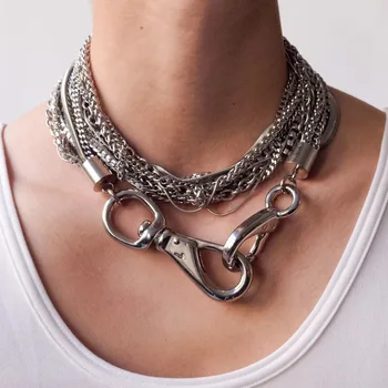 

Timeless Wonder Punk Layered Chains Statement Necklace Women Jewelry Punk Designer Top Trendy Boho Gothic Versatile Rare 5477