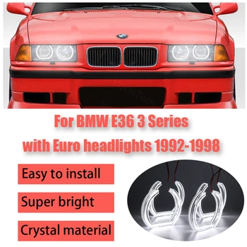 

DRL Cut Style DTM U Shape Light Day Light Crystal LED Angel Eyes Kit for BMW E36 3 Series with Euro Headlights 1992-1998