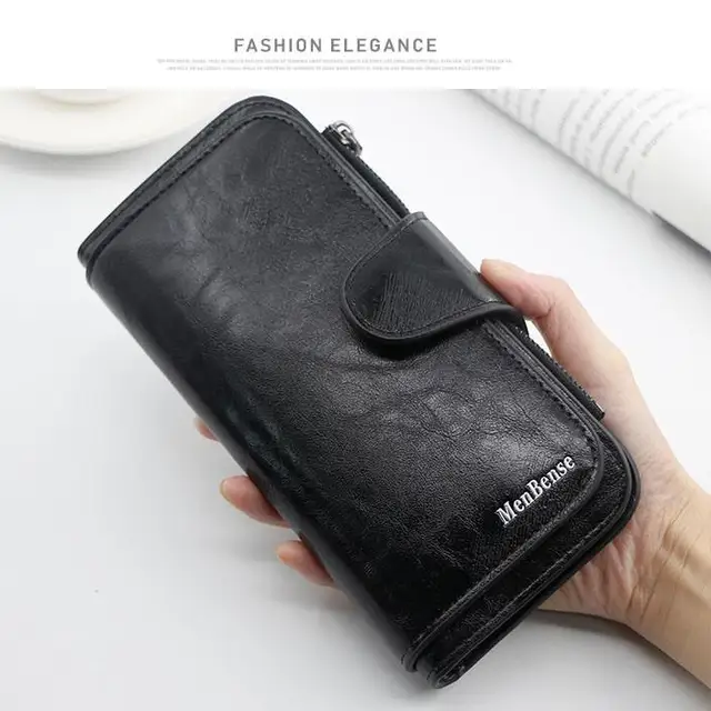 Women's wallet made of leather Wallets Three fold VINTAGE Womens purses mobile phone Purse Female Coin Purse Carteira Feminina Black
