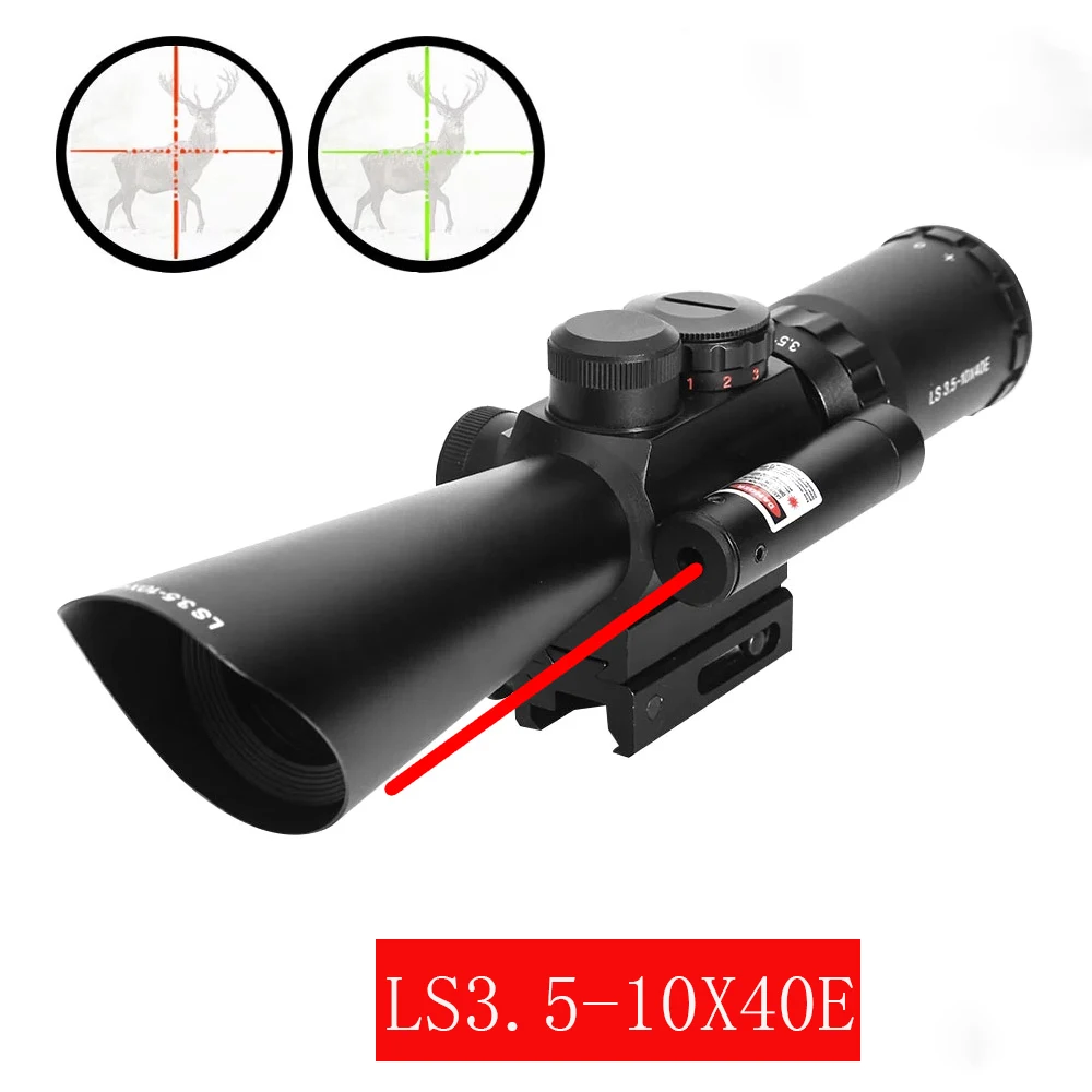 LS 3,5-10X40EG прицел с лазерным прицелом красный и зеленый с подсветкой тактический оптический прицел подходит для 20 мм рейки для пневматического пистолета