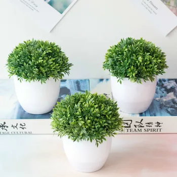

Green Artificial Plants Bonsai Small Tree Pot Plants Bonsai Fake Flowers Potted Ornaments Home Decoration Hotel Garden Decor
