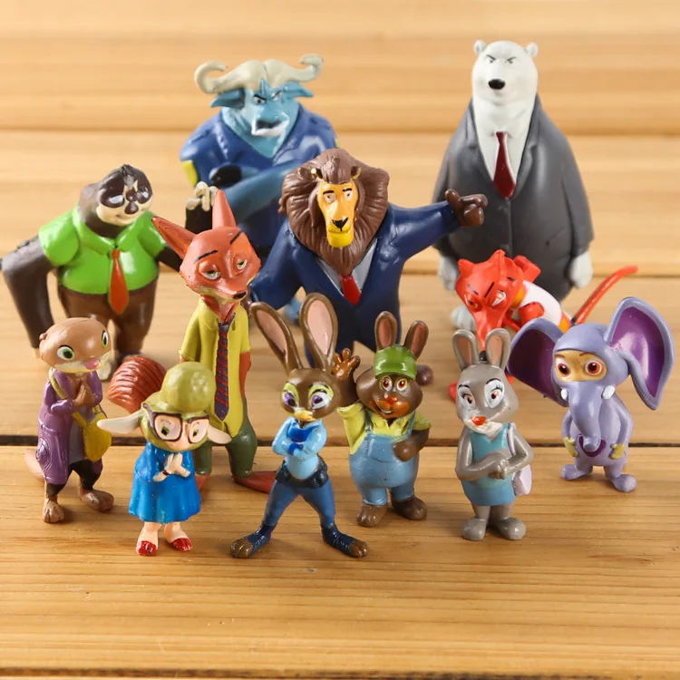 

12pcs/set Zootropolis Animals Miniature Action Figure Toys Rabbit Judy Hopps Fox Collection Figurine Toys model for Kids