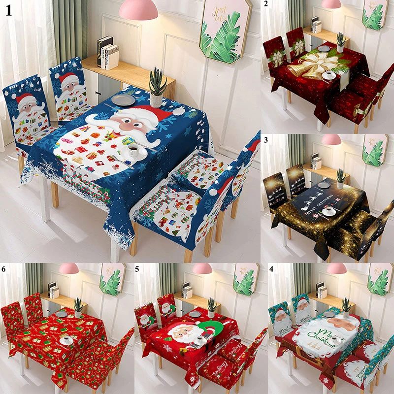 

Christmas Tablecloth Home Textile Chair Cover Elastic One-piece Durable Xmas Classic Decoration Holiday Home Party Table Cover