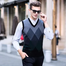 *#Best Price UCAK Brand Sweaters 2019 New Arrival Autumn Winter Warm V-Neck Casual Striped Pull Homme Pure Merion Wool Sweater Vests U3102 *#Best Price UCAK Brand Sweaters 2019 New Arrival Autumn Winter Warm V-Neck Casual Striped Pull Homme Pure Merion Wool Sweater Vests U3102