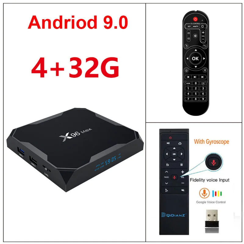 DQiDianZ X96 Max Android 8.1 Смарт ТВ Приставка X96max Amlogic S905X2 Quad Core 2.4G/5.8GHz WiFi Андройд ТВ Приставка 2ГБ/16ГБ память Smart TV Box - Цвет: X96MAX-4-32-MT12