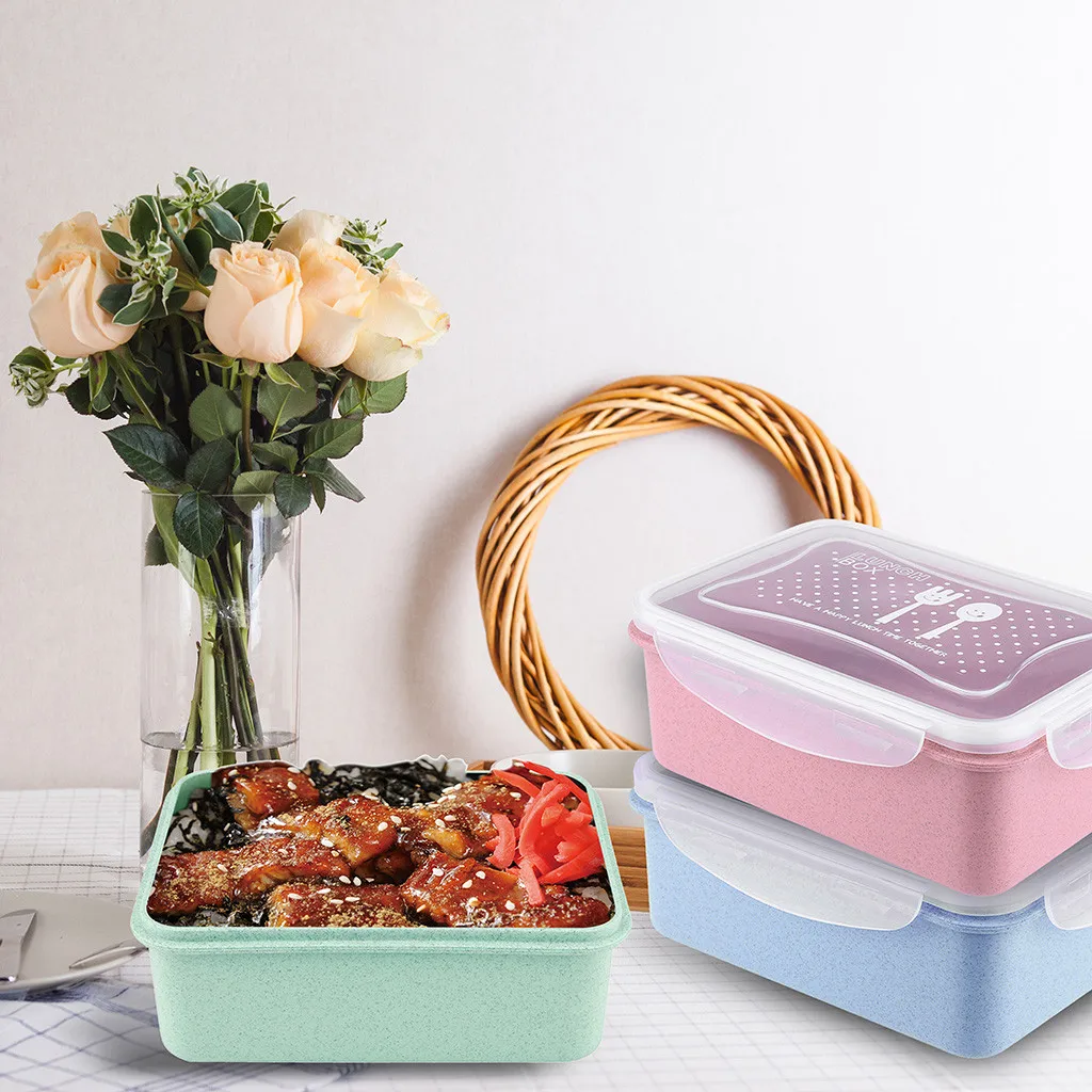 Пшеничная солома Microwavable пищевой контейнер еда японский контейнер для обеда прямоугольник контейнер посуда разделительная коробка G816