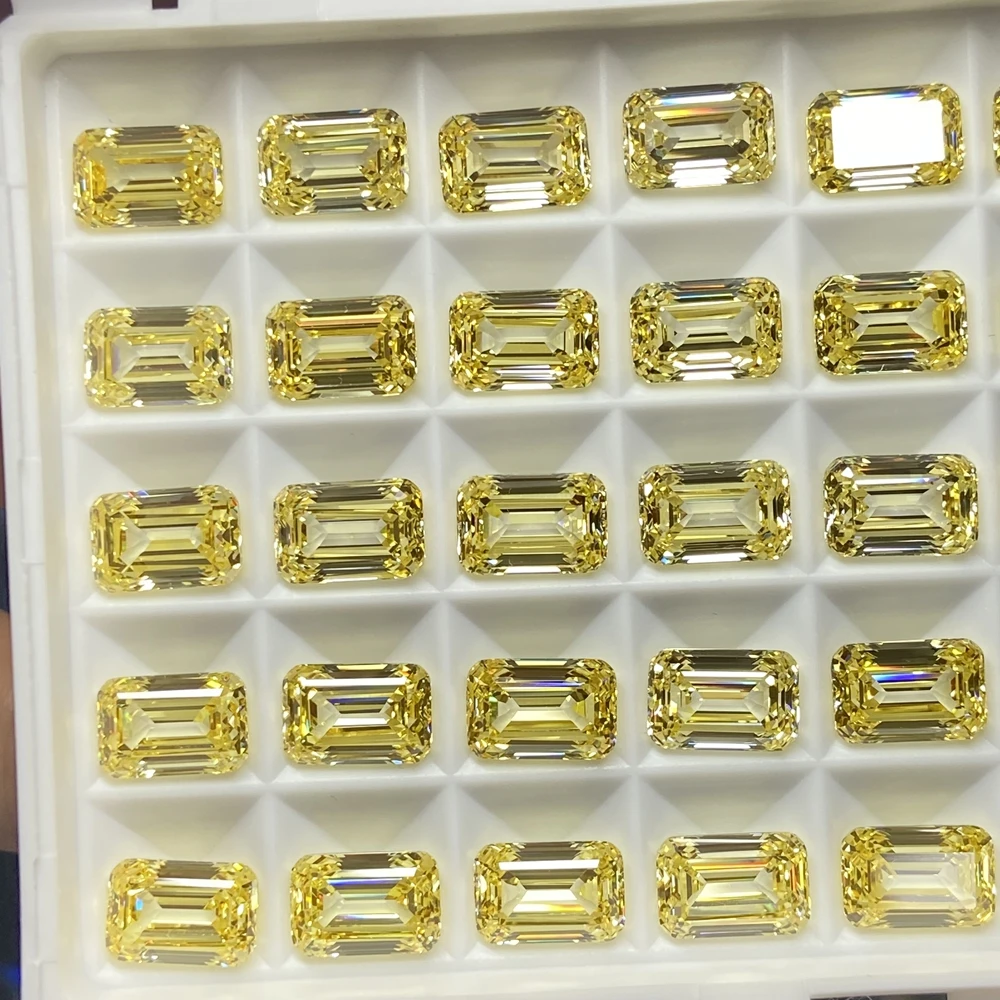 Meisidian 6A 6X9mm 3.6 Carat Emerald Cut Loose Cubic Zirconia Vivied Yellow CZ Diamond