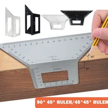 Multifunctional Gauge Angle Ruler Aluminum alloy Square 45/90 Degree Gauge Angle Ruler Measuring Woodworking Tool angle square broadside knife shaped 90 degree angle blade ruler gauge blade measuring tool