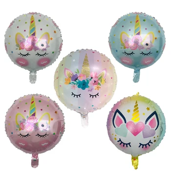 

NEW 1pcs/lot 45X45cm Unicorn flowers blinking Balloons children birthday unicorn party decorations kids wedding balloon globos