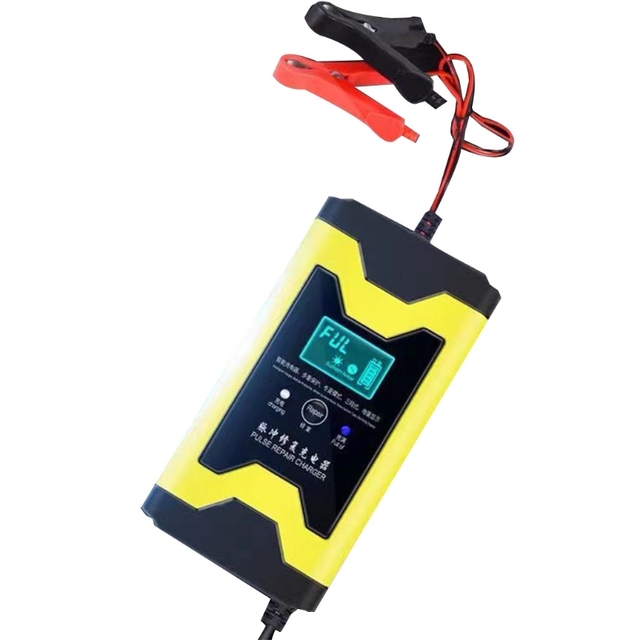Lead Acid Auto Motorcycle Battery Power Charger Maintainer 12V Intelligent Pulse Repair LED Capacity Display D7YA