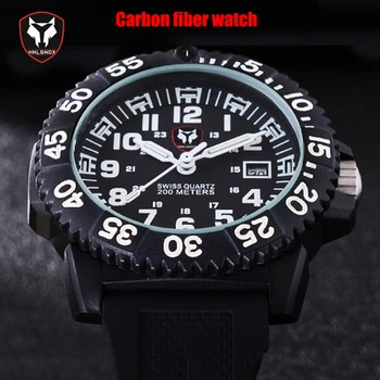 

200M Diving Watch Men Carbon Fiber Quartz Military Watch Mens Army Sport Diver Swim Watch Men Shock Resistant Waterproof Watches