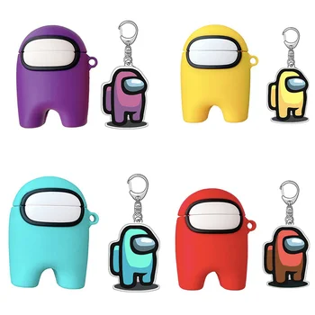 

Hot Game Among Us Casual Games PVP Earphone Case for Airpods 1 2 Pro Wireless Bluetooth Headset Headphone Cover Fundas Keychain