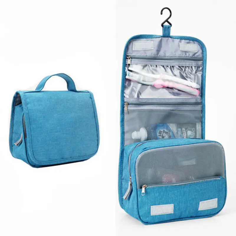 Дорожная портативная косметическое хранение макияжа, сумка-Органайзер, сумочка для туалетных принадлежностей, Повседневная одноцветная многофункциональная вместительная сумочка