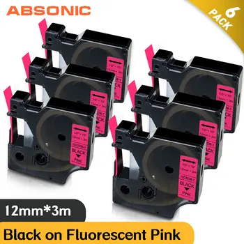 

Absonic 6PK 12mm Label Maker Compatible DYMO D1 Tape 1933238-1 Black on Fluorescent Green for Dymo COLORPOP LabelManager Printer
