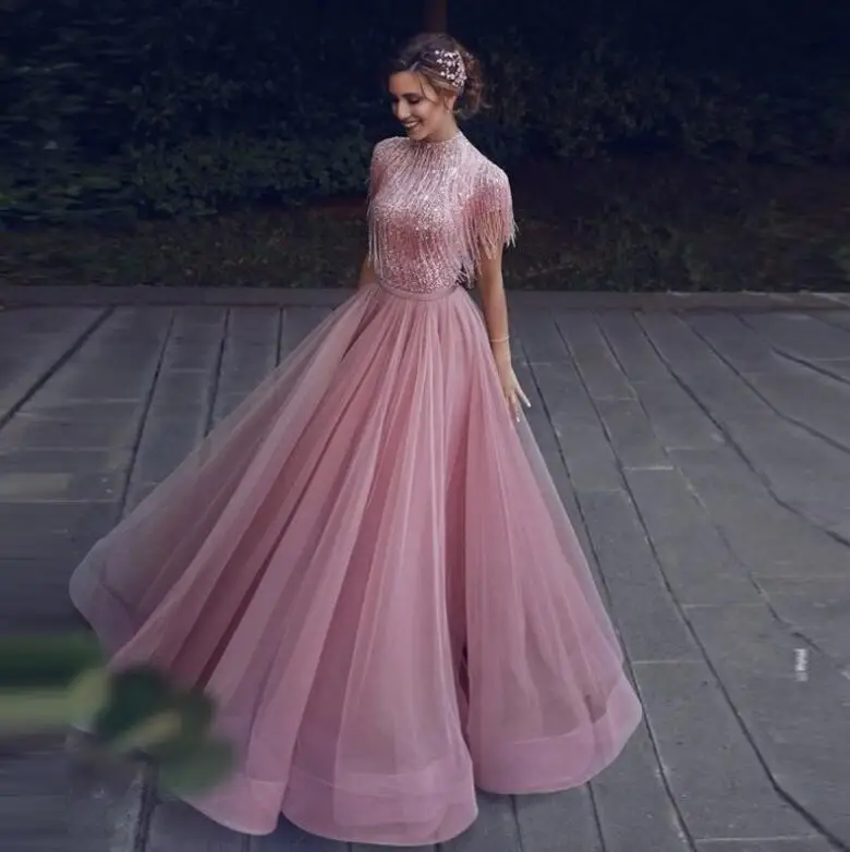 Пыльно-розовые платья для выпускного вечера, украшенные vestido de festa, вечерние платья на заказ, саудовская Арабская вечеринка, элегантное платье